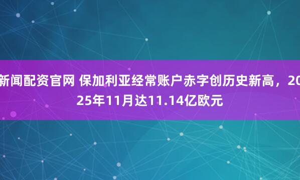 新闻配资官网 保加利亚经常账户赤字创历史新高，2025年11月达11.14亿欧元